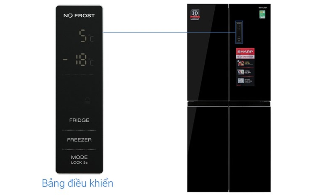 Tủ lạnh Sharp Inverter 362 lít Multi Door SJ-FX420VG-BK