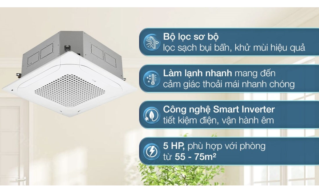 Máy Lạnh Âm Trần 4 Hướng LG ZTNQ48GMLA0 5.0HP Inverer - 3 Pha