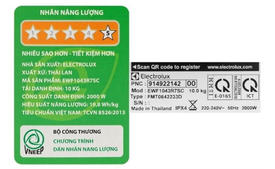 Máy giặt Electrolux UltimateCare 700 Inverter 10 kg EWF1043R7SC