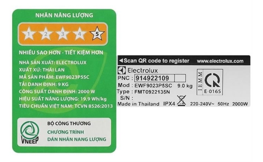 Máy giặt Electrolux UltimateCare 500 Inverter 9 kg EWF9023P5SC