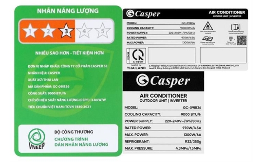 Máy Lạnh Casper GC-09IB36 1.0HP Inverter 2025
