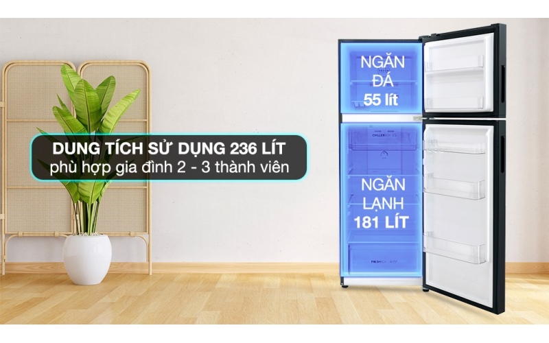 Tủ lạnh Aqua Inverter 236 lít AQR-T260FA(FB)