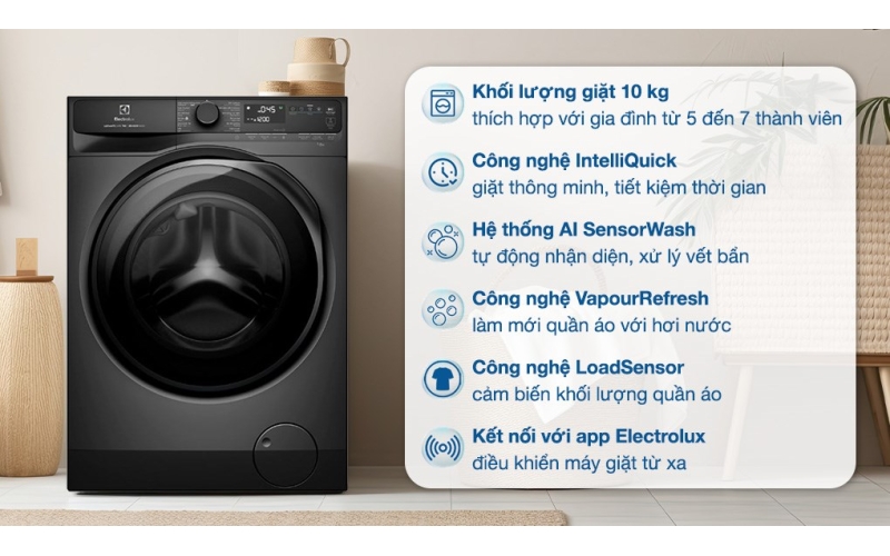 Máy giặt Electrolux UltimateCare 700 Inverter 10 kg EWF1043R7WC 2024