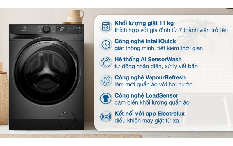 Máy giặt Electrolux UltimateCare 700 Inverter 11 kg EWF1143R7SC 2024