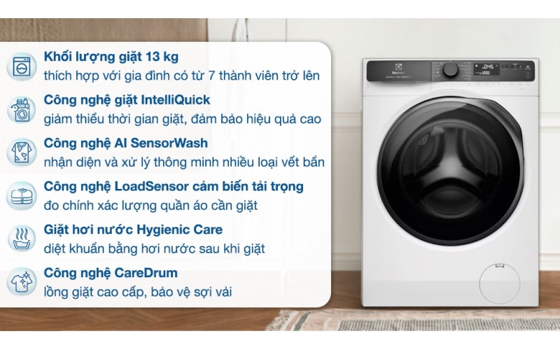 Máy giặt Electrolux UltimateCare 700 Inverter 13 kg EWF1343R7WC