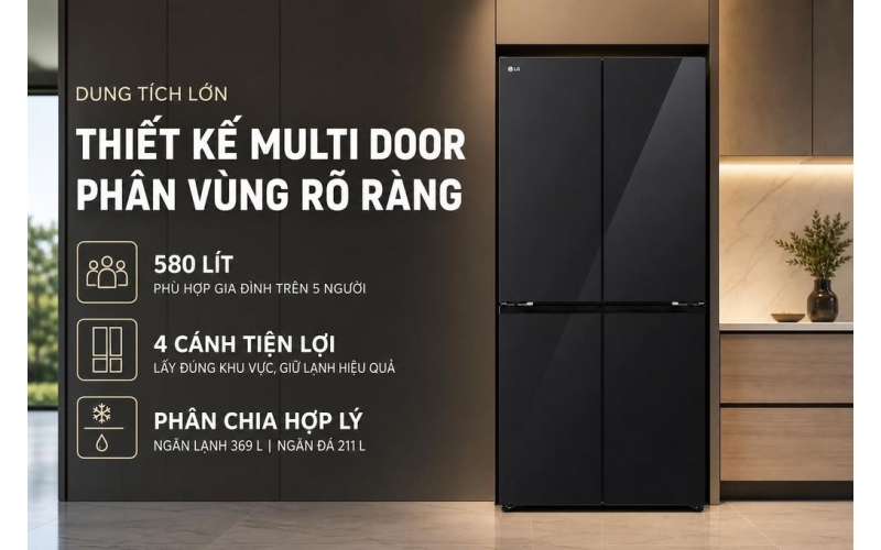 Tủ lạnh LG Inverter 580 lít Multi Door F56BG 2026