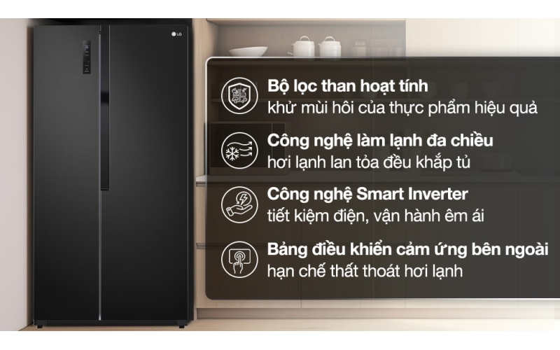 Tủ lạnh LG Inverter 519 lít Side By Side GR-B256BL