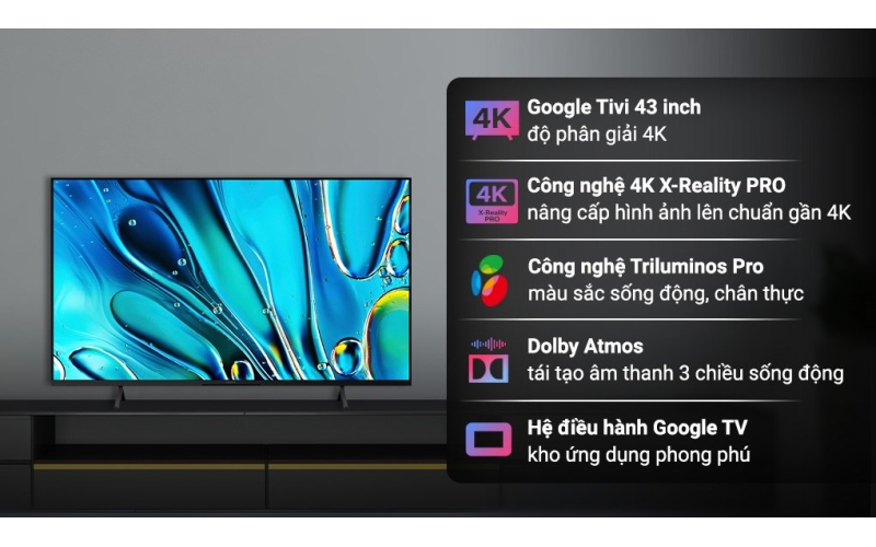 Google Tivi Sony 4K 43 inch K-43S30