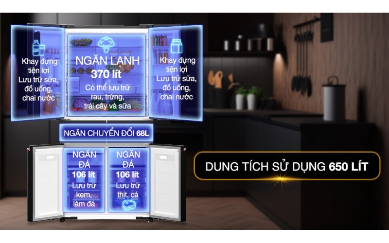 Tủ lạnh Panasonic Inverter 650 lít PRIME+ Edition Multi Door NR-WY720ZMMV