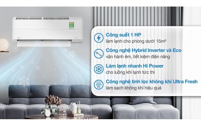 Máy lạnh Toshiba RAS-H18P2KCVG-V 2.0HP Inverter 2026