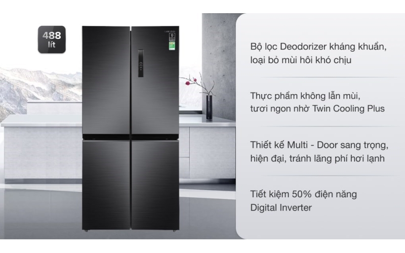Tủ lạnh Samsung Inverter 488 lít Multi Door RF48A4000B4SV