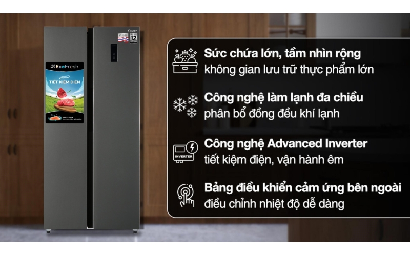 Tủ lạnh Casper Inverter 458 lít Side By Side RS-460PG