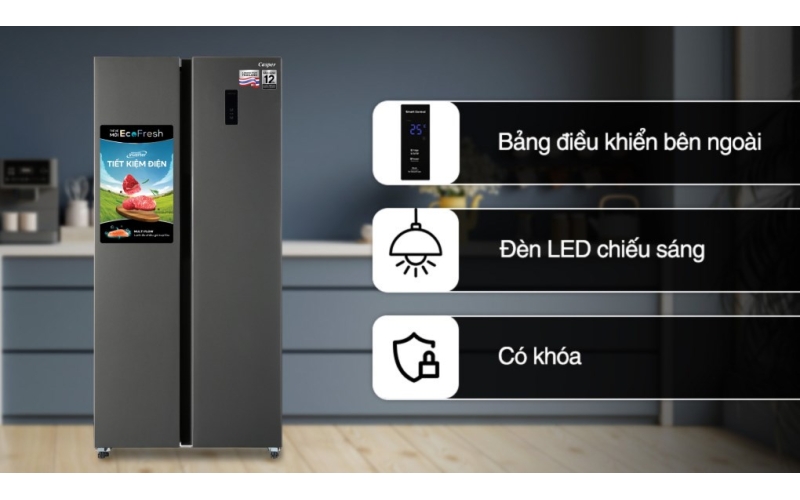 Tủ lạnh Casper Inverter 458 lít Side By Side RS-460PG
