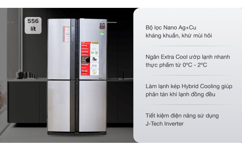 Tủ lạnh Sharp Inverter 556 lít SJ-FX630V-ST