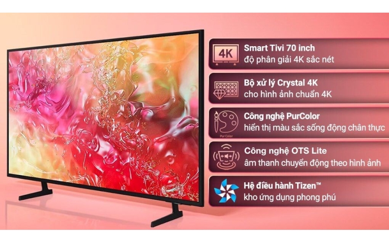 Smart Tivi Samsung 4K Crystal UHD 70 inch UA70DU7000