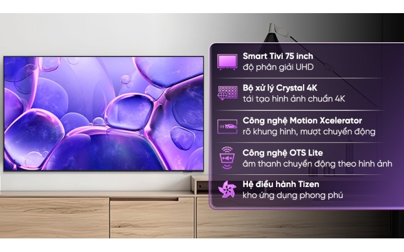 Smart Tivi Crystal UHD Samsung 4K 75 inch UA75U8500 2025