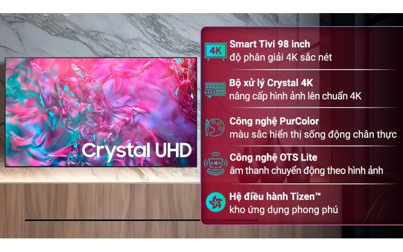 Smart Tivi Samsung 4K Crystal UHD 98 inch UA98DU9000