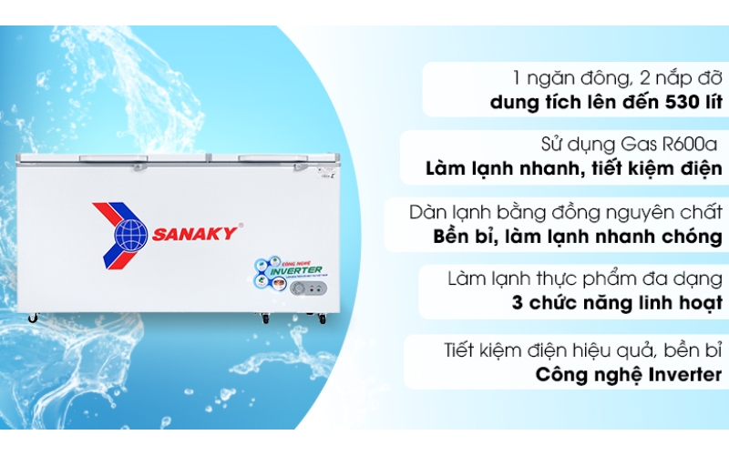 Tủ đông Sanaky Inverter 530 lít VH-6699HY3
