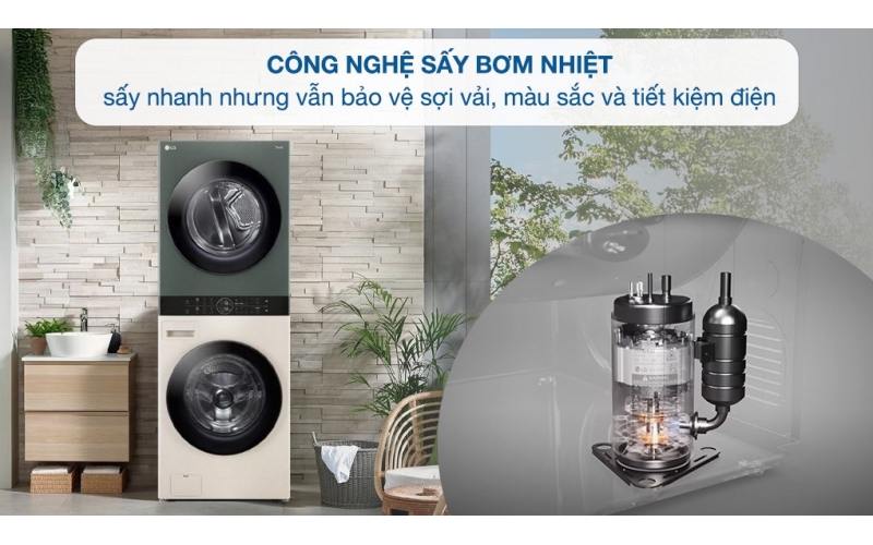 Tháp giặt sấy cao cấp LG WashTower Inverter giặt 14 kg - sấy 10 kg WT1410NHEG 2024
