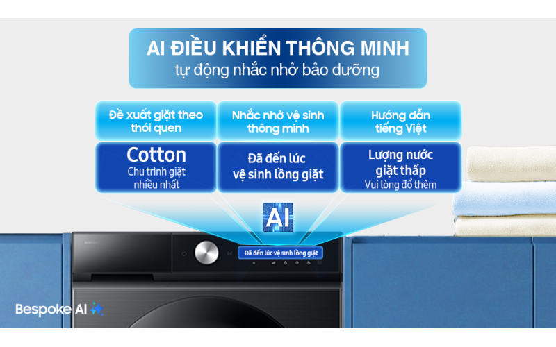 Máy giặt Samsung Bespoke AI EcoBubble Inverter 10 kg WW10DB7U34GBSV