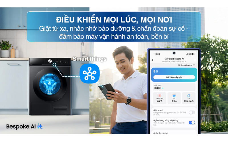 Máy giặt Samsung Bespoke AI EcoBubble Inverter 10 kg WW10DB7U34GBSV
