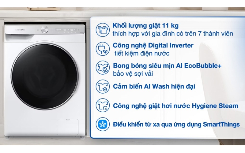 Máy giặt Samsung AI EcoBubble Inverter 11 kg WW11CGP44DSHSV