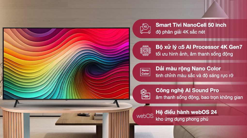 Smart Tivi NanoCell LG 4K 50 inch 50NANO81TSA
